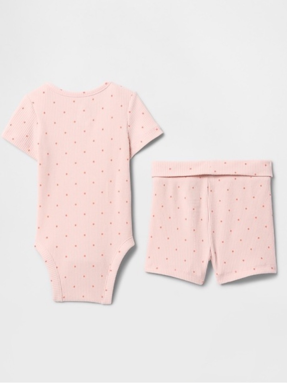 🫐3/$30 NWT Baby Pink Polka Ribbed Short Set size 3-6m